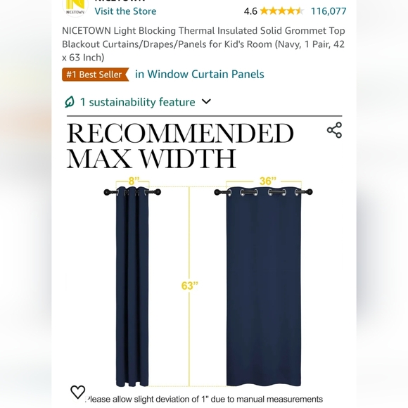 *set of 4 panels (2 pair)* EUC navy curtains, 42 x 63in - Picture 7 of 9